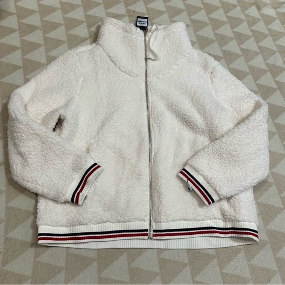 Tommy Hilfiger soft Sherpa ivory bomber jacket - Picture 1 of 4
